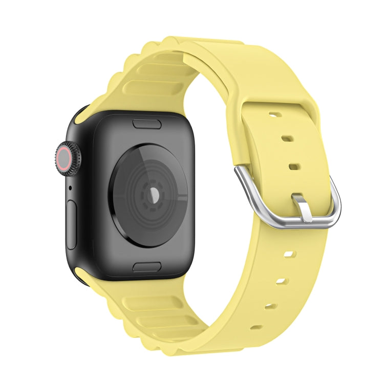 Business B Style Silicone Watch Band For Apple Watch Ultra 49mm&Watch Ultra 2 49mm / Series 9&8&7 45mm / SE 3&SE 2&6&SE&5&4 44mm / 3&2&1 42mm(Yellow) by buy2fix