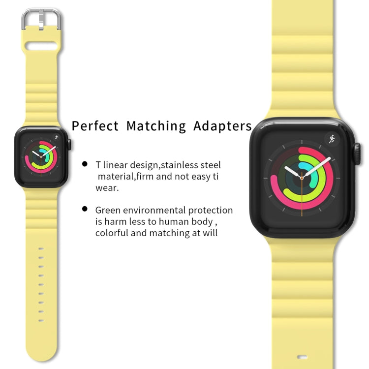 Business B Style Silicone Watch Band For Apple Watch Ultra 49mm&Watch Ultra 2 49mm / Series 9&8&7 45mm / SE 3&SE 2&6&SE&5&4 44mm / 3&2&1 42mm(Yellow) by buy2fix