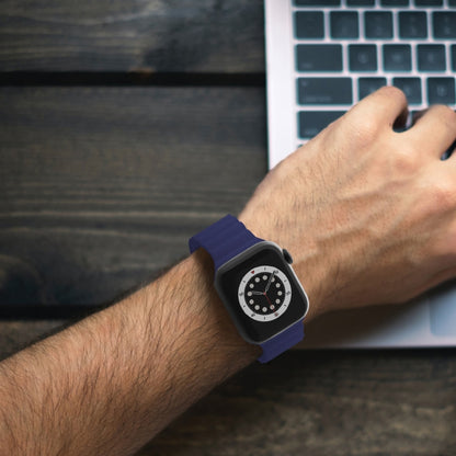 Business B Style Silicone Watch Band For Apple Watch Series 7 45mm / 6 & SE & 5 & 4 44mm / 3 & 2 & 1 42mm(Royal Blue) by buy2fix