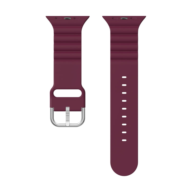 Business B Style Silicone Watch Band For Apple Watch Ultra 49mm&Watch Ultra 2 49mm / Series 9&8&7 45mm / SE 3&SE 2&6&SE&5&4 44mm / 3&2&1 42mm(Wine Red) by buy2fix