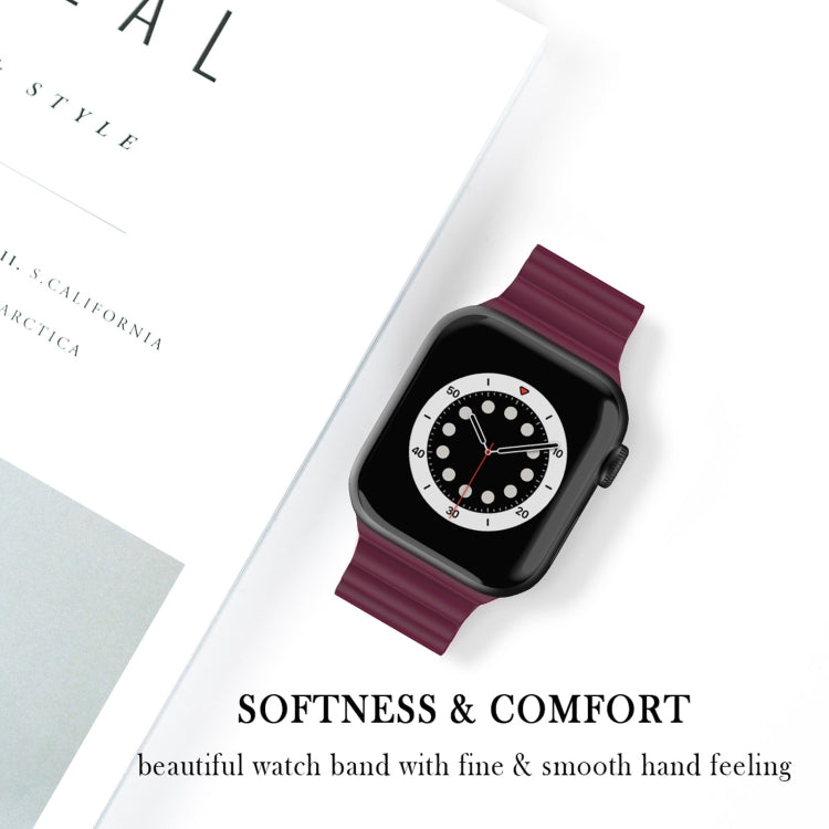 Business B Style Silicone Watch Band For Apple Watch Ultra 49mm&Watch Ultra 2 49mm / Series 9&8&7 45mm / SE 3&SE 2&6&SE&5&4 44mm / 3&2&1 42mm(Wine Red) by buy2fix