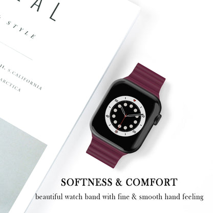 Business B Style Silicone Watch Band For Apple Watch Ultra 49mm&Watch Ultra 2 49mm / Series 9&8&7 45mm / SE 3&SE 2&6&SE&5&4 44mm / 3&2&1 42mm(Wine Red) by buy2fix