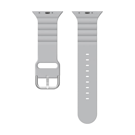 Business B Style Silicone Watch Band For Apple Watch Ultra 49mm&Watch Ultra 2 49mm / Series 9&8&7 45mm / SE 3&SE 2&6&SE&5&4 44mm / 3&2&1 42mm(Light Grey) by buy2fix