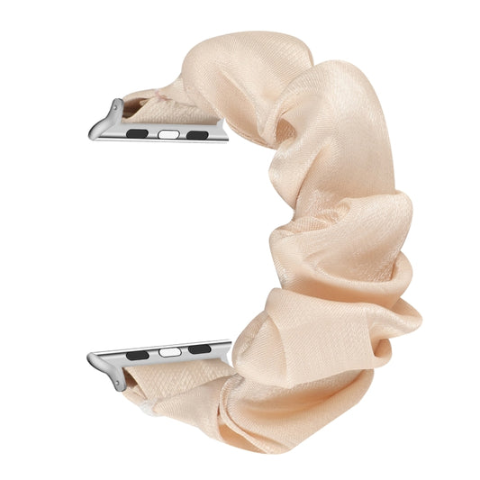 Shell Pattern Hair Ring Cloth Watch Band For Apple Watch Series 7 45mm / 6 & SE & 5 & 4 44mm / 3 & 2 & 1 42mm(Apricot) by buy2fix