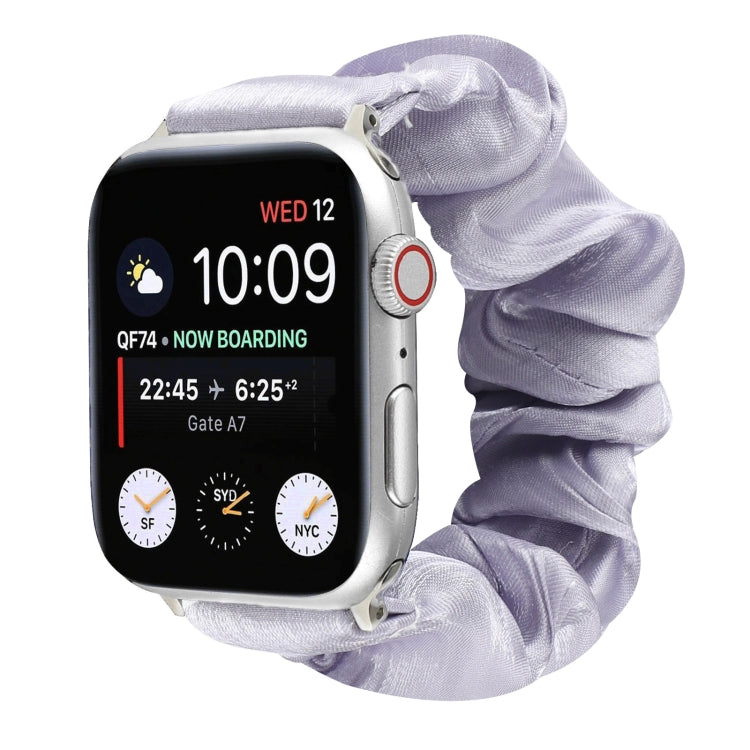 Shell Pattern Hair Ring Cloth Watch Band For Apple Watch Series 7 45mm / 6 & SE & 5 & 4 44mm / 3 & 2 & 1 42mm(Light Purple) by buy2fix