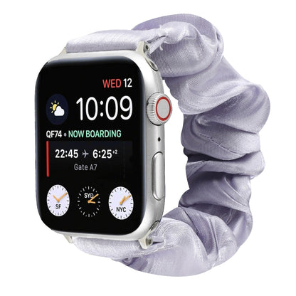 Shell Pattern Hair Ring Cloth Watch Band For Apple Watch Series 7 45mm / 6 & SE & 5 & 4 44mm / 3 & 2 & 1 42mm(Light Purple) by buy2fix