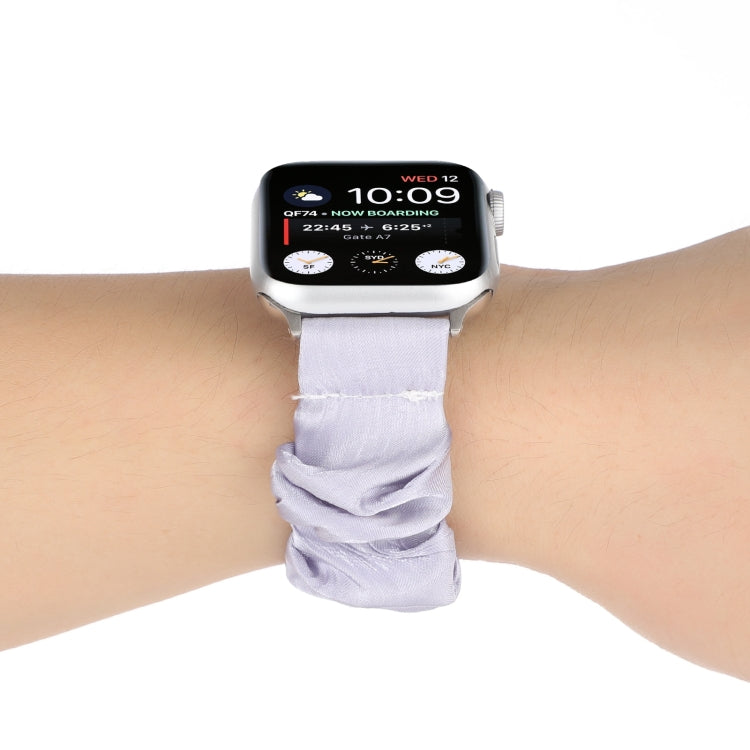 Shell Pattern Hair Ring Cloth Watch Band For Apple Watch Series 7 45mm / 6 & SE & 5 & 4 44mm / 3 & 2 & 1 42mm(Light Purple) by buy2fix