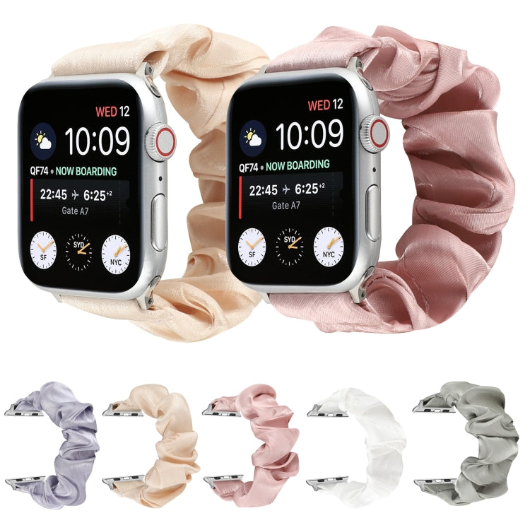 Shell Pattern Hair Ring Cloth Watch Band For Apple Watch Series 7 45mm / 6 & SE & 5 & 4 44mm / 3 & 2 & 1 42mm(Apricot) by buy2fix