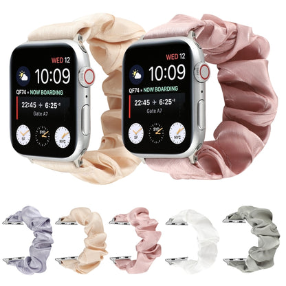 Shell Pattern Hair Ring Cloth Watch Band For Apple Watch Series 7 45mm / 6 & SE & 5 & 4 44mm / 3 & 2 & 1 42mm(Apricot) by buy2fix