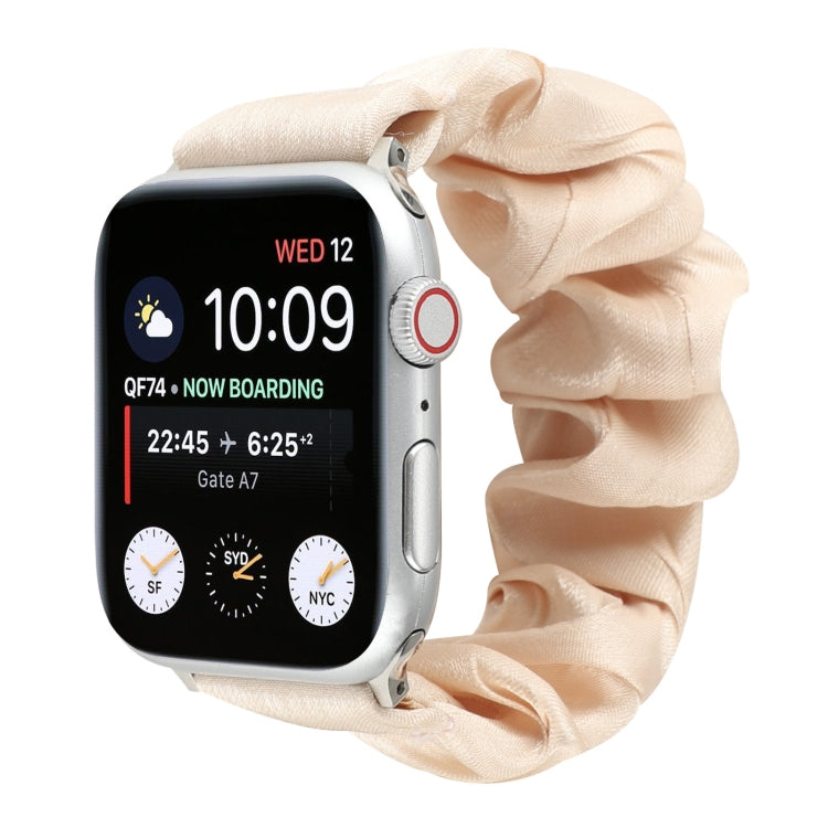 Shell Pattern Hair Ring Cloth Watch Band For Apple Watch Series 7 41mm / 6 & SE & 5 & 4 40mm / 3 & 2 & 1 38mm(Apricot) by buy2fix