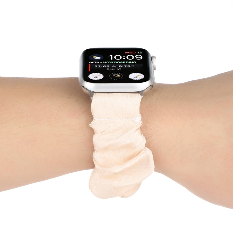 Shell Pattern Hair Ring Cloth Watch Band For Apple Watch Series 7 41mm / 6 & SE & 5 & 4 40mm / 3 & 2 & 1 38mm(Apricot) by buy2fix