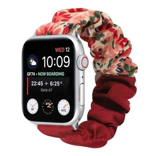 Butterfly Pattern Hair Ring Cloth Watch Band For Apple Watch Ultra 49mm&Watch Ultra 2 49mm / Series 9&8&7 45mm / SE 3&SE 2&6&SE&5&4 44mm / 3&2&1 42mm(A) by buy2fix