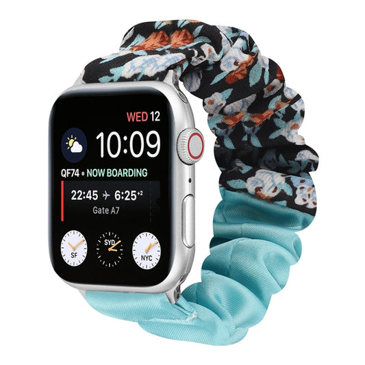 Butterfly Pattern Hair Ring Cloth Watch Band For Apple Watch Ultra 49mm&Watch Ultra 2 49mm / Series 9&8&7 45mm / SE 3&SE 2&6&SE&5&4 44mm / 3&2&1 42mm(J) by buy2fix
