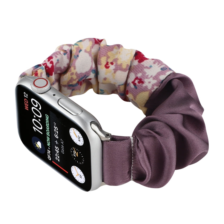 Butterfly Pattern Hair Ring Cloth Watch Band For Apple Watch Ultra 49mm&Watch Ultra 2 49mm / Series 9&8&7 45mm / SE 3&SE 2&6&SE&5&4 44mm / 3&2&1 42mm(L) by buy2fix