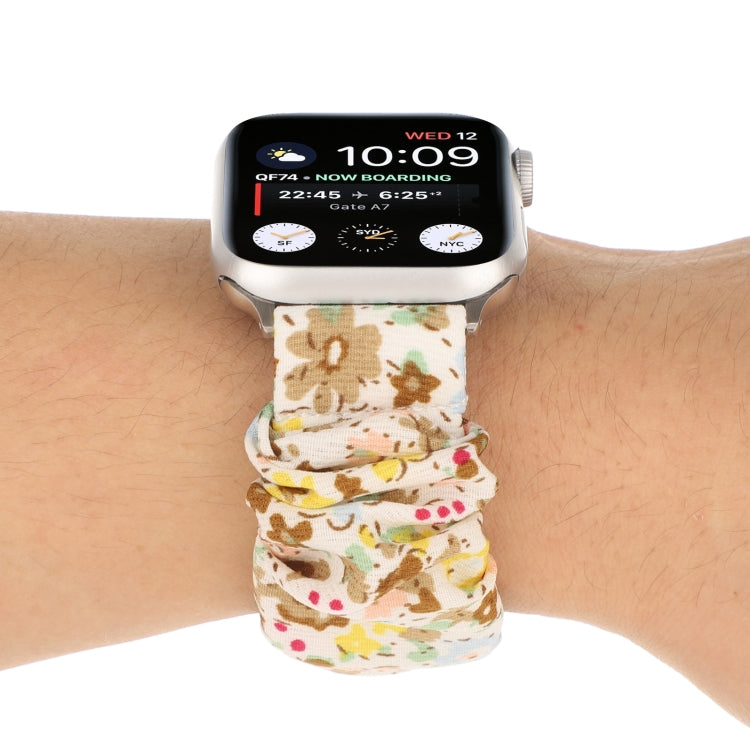 Butterfly Pattern Hair Ring Cloth Watch Band For Apple Watch Series 7 45mm / 6 & SE & 5 & 4 44mm / 3 & 2 & 1 42mm(P) by buy2fix
