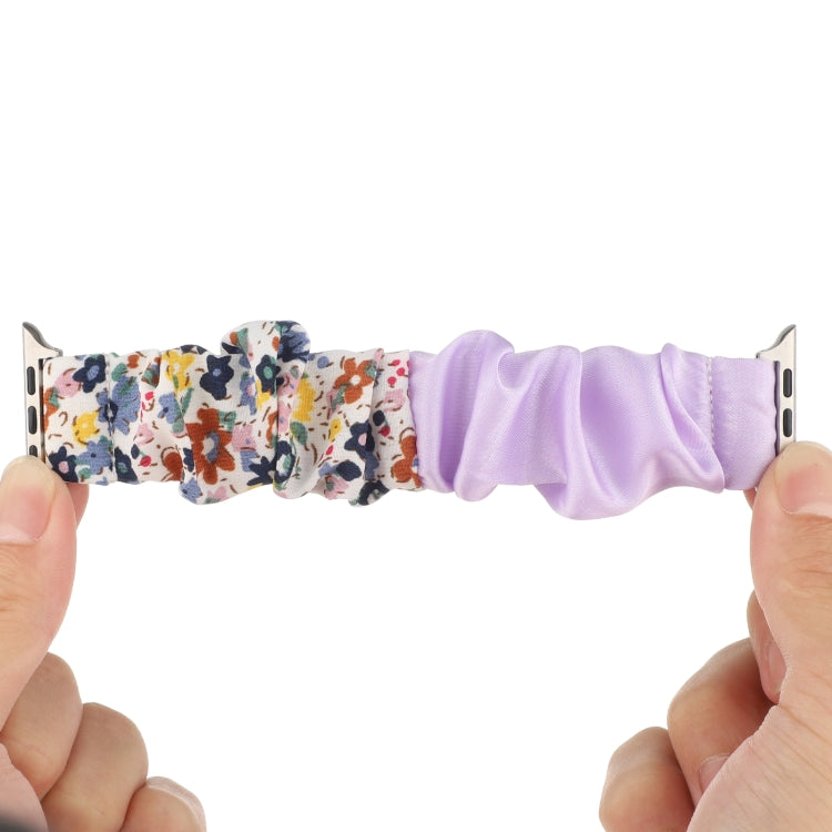 Butterfly Pattern Hair Ring Cloth Watch Band For Apple Watch Ultra 49mm&Watch Ultra 2 49mm / Series 9&8&7 45mm / SE 3&SE 2&6&SE&5&4 44mm / 3&2&1 42mm(R) by buy2fix