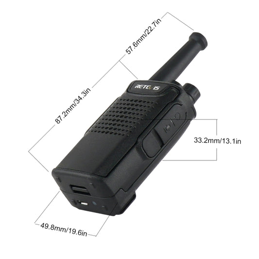 RETEVIS RT67 0.5W PMR446 16CHS Two Way Radio Mini Handheld Walkie Talkie, EU Plug(Black) by RETEVIS