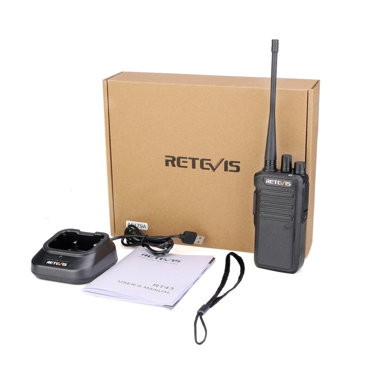 RETEVIS RT43 5W UHF 400-480MHz 32CHS DMR Digital Two Way Radio Handheld Walkie Talkie, US Plug(Black) - Handheld Walkie Talkie by RETEVIS | Online Shopping UK | buy2fix