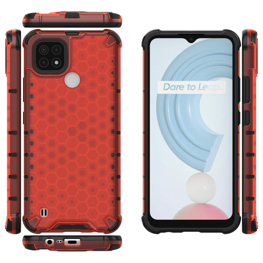 For OPPO Realme C21 Shockproof Honeycomb PC + TPU Case(Red) by buy2fix