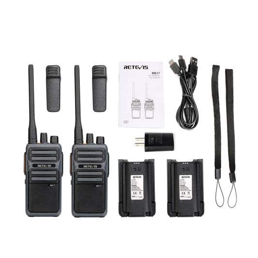 1 Pair RETEVIS RB17 462.5500-462.7250MHz 16CHS FRS License-free Two Way Radio Handheld Walkie Talkie, US Plug(Black) by RETEVIS