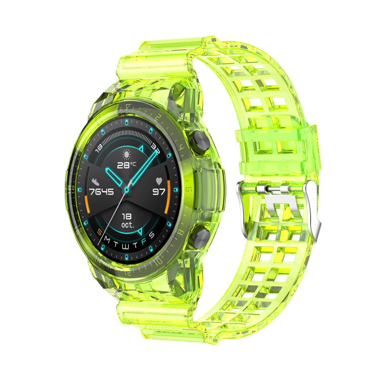 For Huawei Watch GT 2 46mm Silicone Integrated Translucent Watch Band (Lime Green) by buy2fix