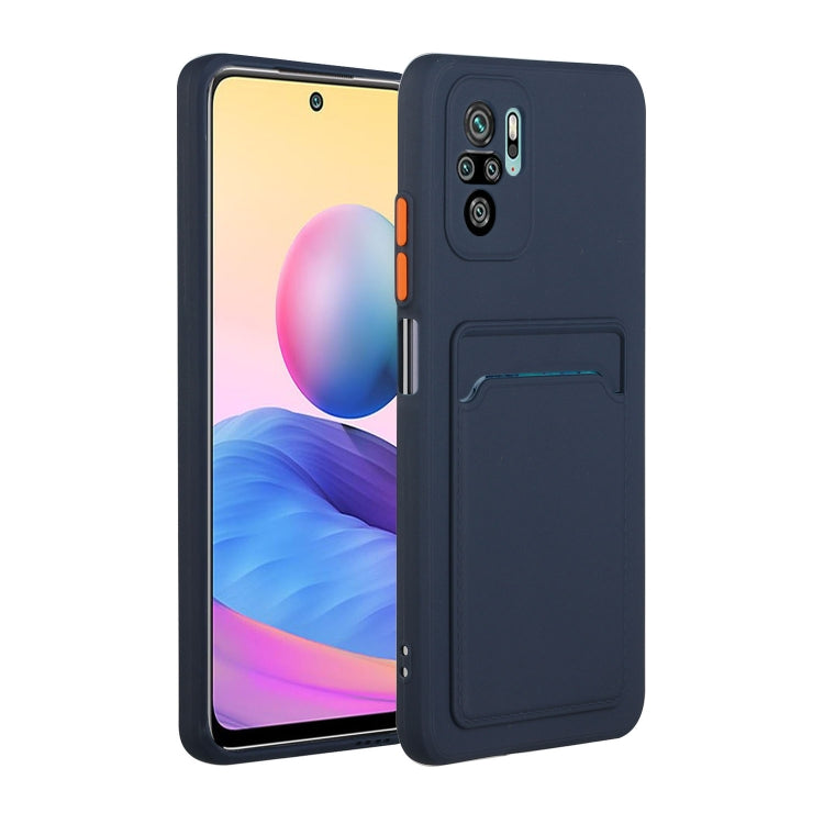 For Xiaomi Redmi Note 10 5G Card Slot Design Shockproof TPU Protective Case(Dark Blue) by buy2fix