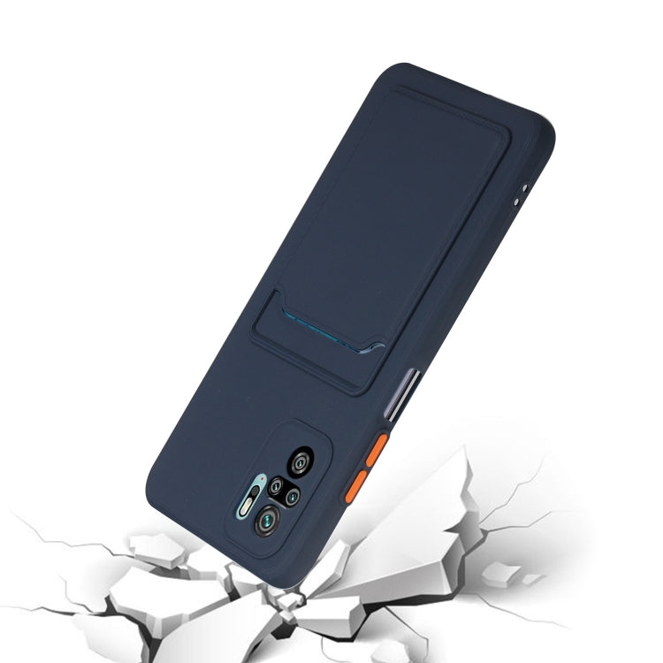For Xiaomi Redmi Note 10 5G Card Slot Design Shockproof TPU Protective Case(Dark Blue) by buy2fix
