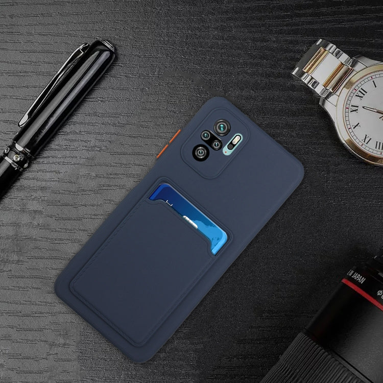 For Xiaomi Redmi Note 10 5G Card Slot Design Shockproof TPU Protective Case(Dark Blue) by buy2fix