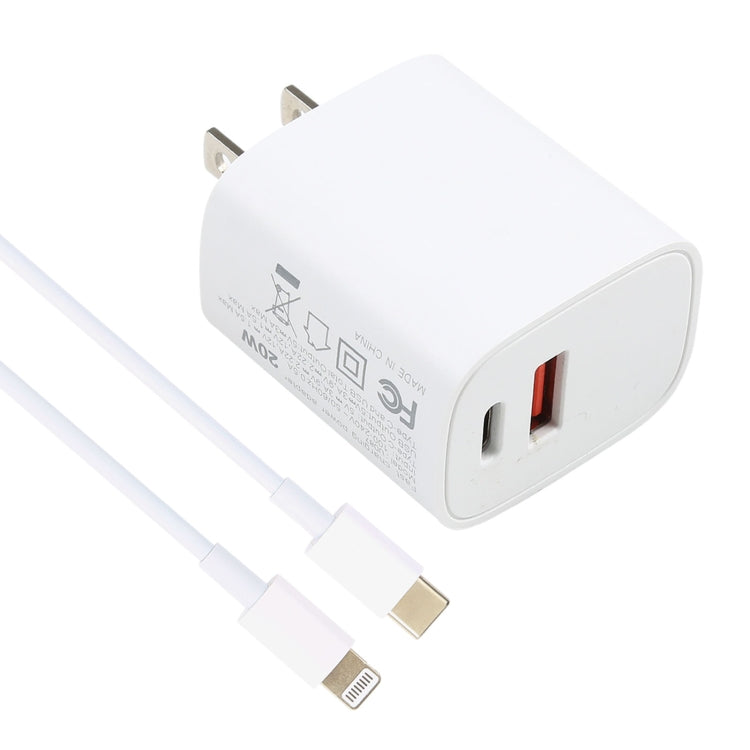 U087 20W USB-C / Type-C + USB Ports Charger with 100W Type-C to 8 Pin Fast Charging Cable 2m, US Plug - Apple Accessories by buy2fix | Online Shopping UK | buy2fix