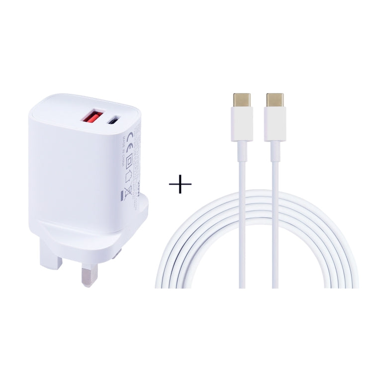 E087 20W USB-C / Type-C + USB Ports Charger with 100W Type-C to Type-C Fast Charging Cable 2m, UK Plug - Mobile Accessories by buy2fix | Online Shopping UK | buy2fix