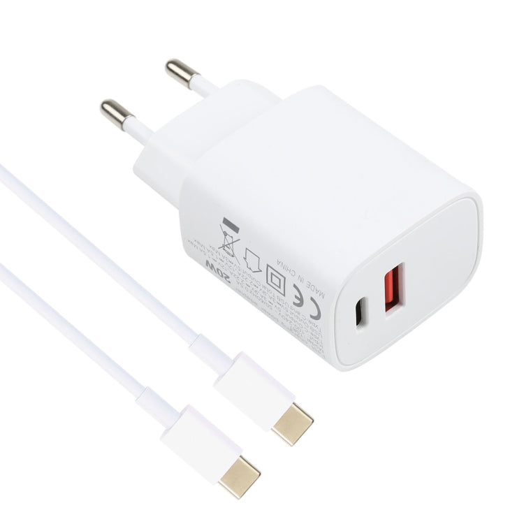 T087 20W USB-C / Type-C + USB Ports Charger with 100W Type-C to Type-C Fast Charging Cable 2m, EU Plug - Mobile Accessories by buy2fix | Online Shopping UK | buy2fix