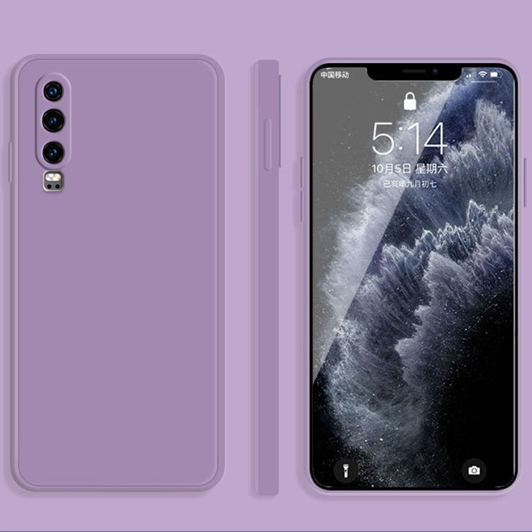 For Huawei P30 Solid Color Imitation Liquid Silicone Straight Edge Dropproof Full Coverage Protective Case(Purple) by buy2fix