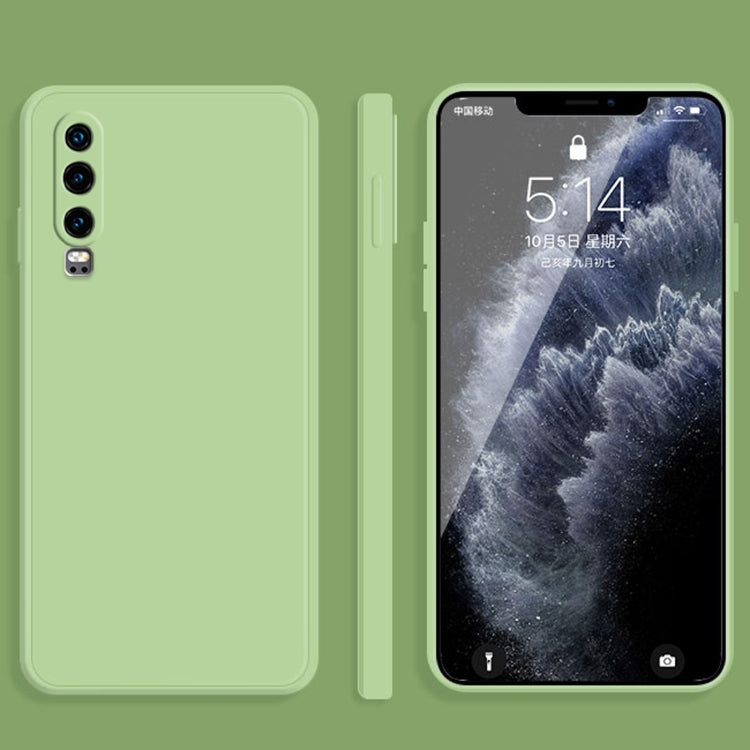 For Huawei P30 Solid Color Imitation Liquid Silicone Straight Edge Dropproof Full Coverage Protective Case(Matcha Green) by buy2fix