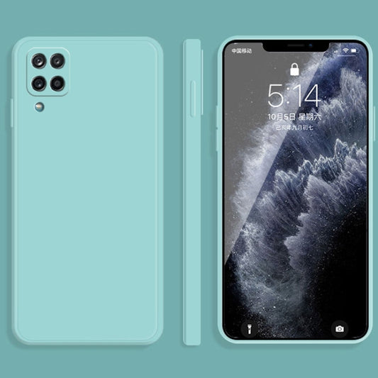 For Samsung Galaxy A12 5G Solid Color Imitation Liquid Silicone Straight Edge Dropproof Full Coverage Protective Case(Sky Blue) by buy2fix