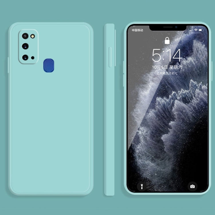 For Samsung Galaxy A21s Solid Color Imitation Liquid Silicone Straight Edge Dropproof Full Coverage Protective Case(Sky Blue) by buy2fix