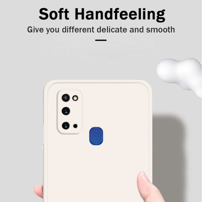 For Samsung Galaxy A21s Solid Color Imitation Liquid Silicone Straight Edge Dropproof Full Coverage Protective Case(Sky Blue) by buy2fix