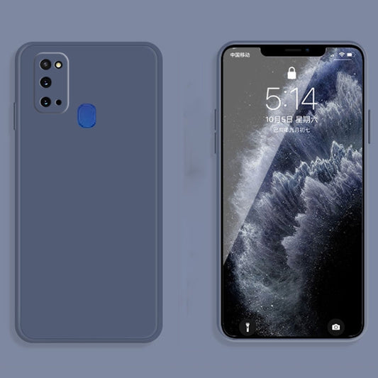 For Samsung Galaxy A21s Solid Color Imitation Liquid Silicone Straight Edge Dropproof Full Coverage Protective Case(Grey) by buy2fix