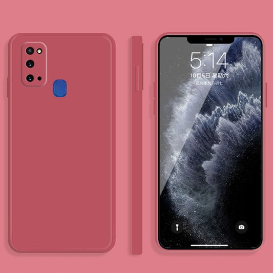 For Samsung Galaxy A21s Solid Color Imitation Liquid Silicone Straight Edge Dropproof Full Coverage Protective Case(Red) by buy2fix