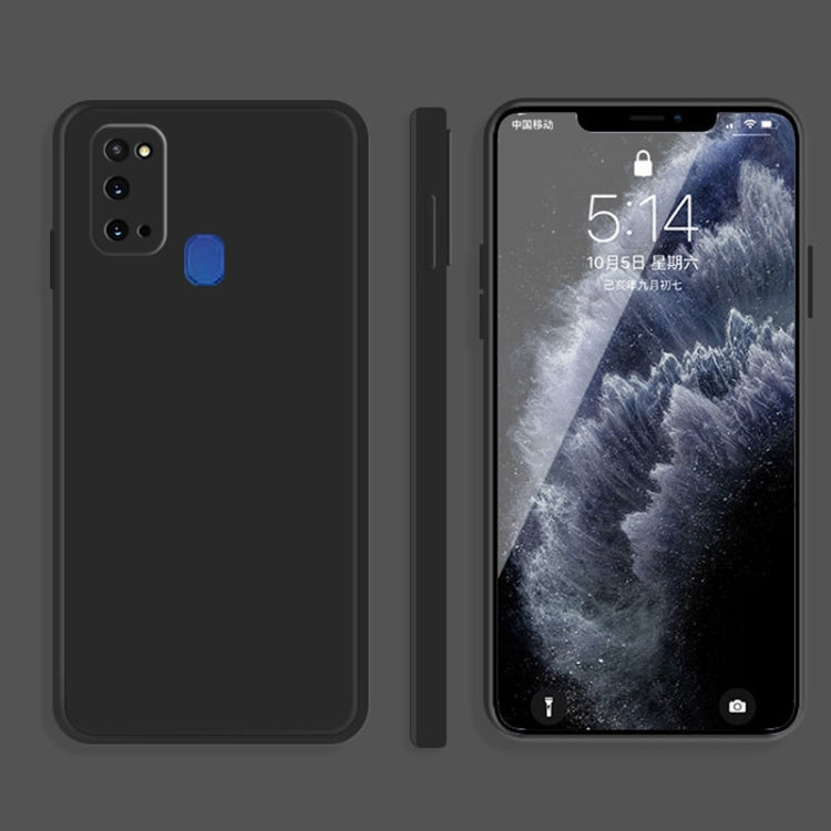 For Samsung Galaxy A21s Solid Color Imitation Liquid Silicone Straight Edge Dropproof Full Coverage Protective Case(Black) by buy2fix