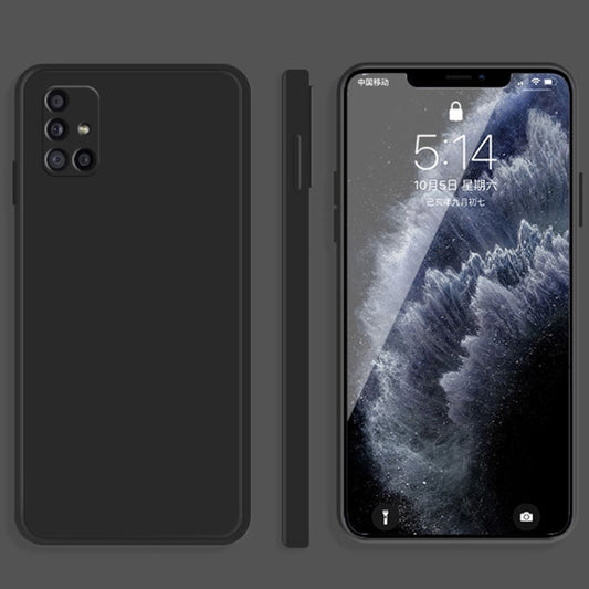 For Samsung Galaxy A31 Solid Color Imitation Liquid Silicone Straight Edge Dropproof Full Coverage Protective Case(Black) by buy2fix