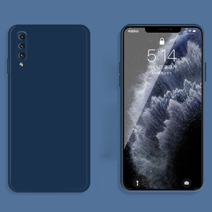 For Samsung Galaxy A50 Solid Color Imitation Liquid Silicone Straight Edge Dropproof Full Coverage Protective Case(Blue) by buy2fix