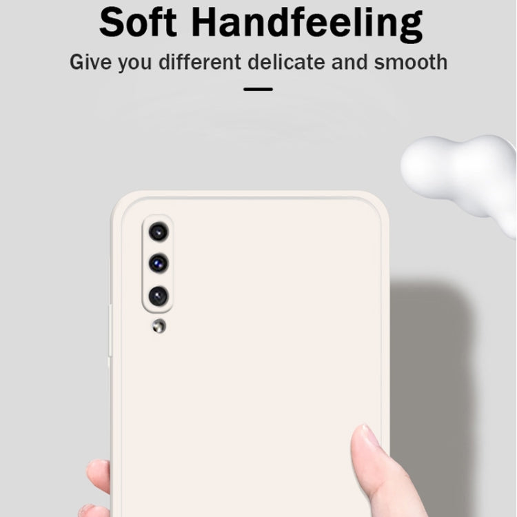 For Samsung Galaxy A50 Solid Color Imitation Liquid Silicone Straight Edge Dropproof Full Coverage Protective Case(Blue) by buy2fix