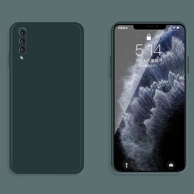 For Samsung Galaxy A50 Solid Color Imitation Liquid Silicone Straight Edge Dropproof Full Coverage Protective Case(Dark Green) by buy2fix