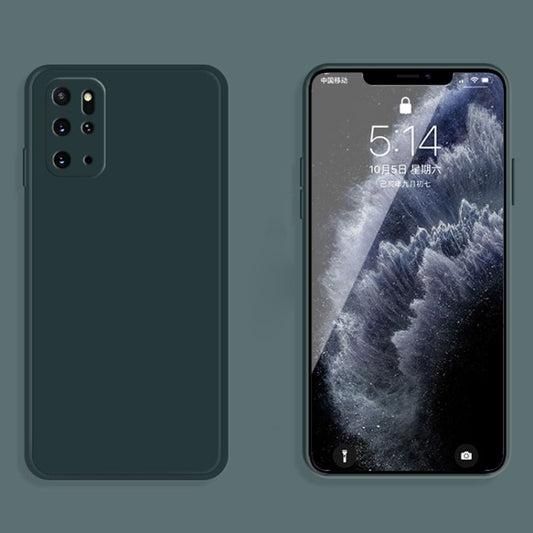 For Samsung Galaxy S20+ Solid Color Imitation Liquid Silicone Straight Edge Dropproof Full Coverage Protective Case(Dark Green) by buy2fix