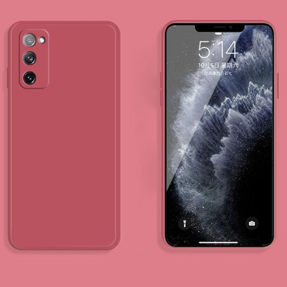 For Samsung Galaxy S20 FE Solid Color Imitation Liquid Silicone Straight Edge Dropproof Full Coverage Protective Case(Red) by buy2fix