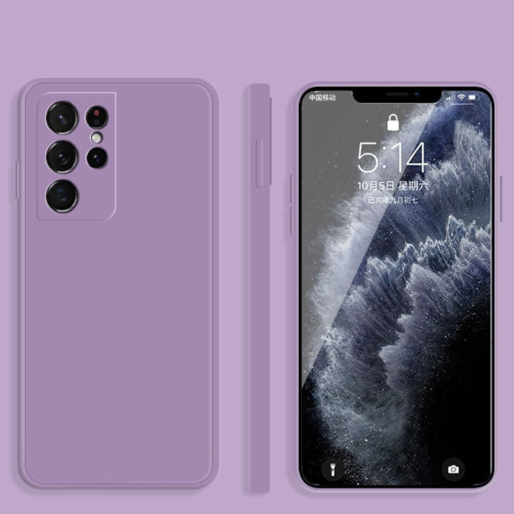 For Samsung Galaxy S21 Ultra 5G Solid Color Imitation Liquid Silicone Straight Edge Dropproof Full Coverage Protective Case(Purple) by buy2fix