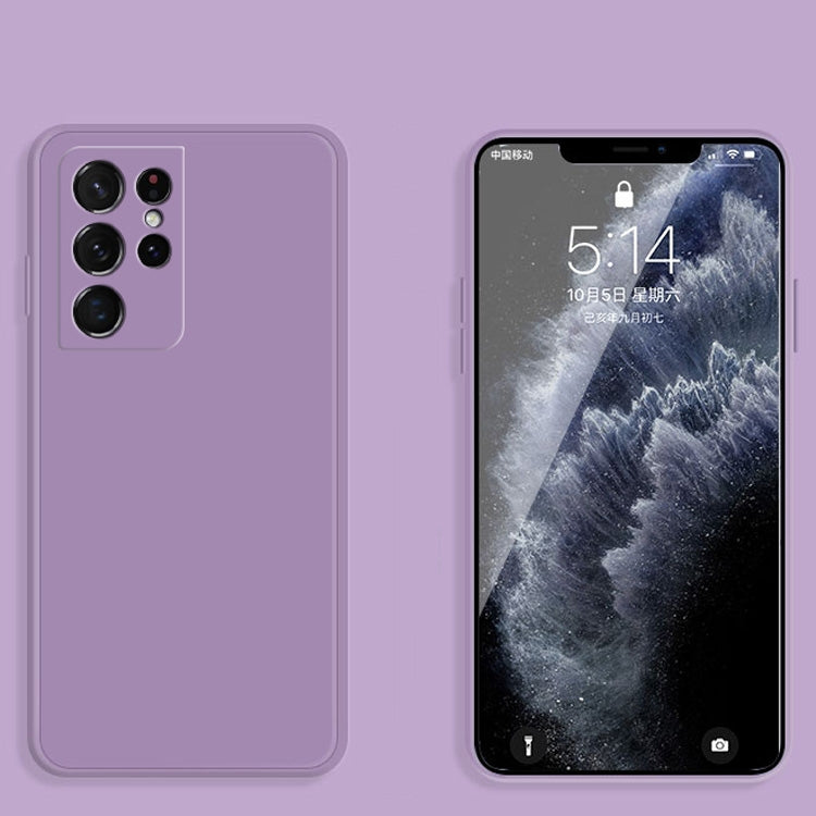 For Samsung Galaxy S21 Ultra 5G Solid Color Imitation Liquid Silicone Straight Edge Dropproof Full Coverage Protective Case(Purple) by buy2fix