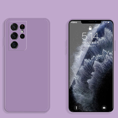 For Samsung Galaxy S21 Ultra 5G Solid Color Imitation Liquid Silicone Straight Edge Dropproof Full Coverage Protective Case(Purple) by buy2fix