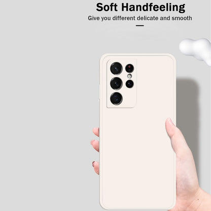 For Samsung Galaxy S21 Ultra 5G Solid Color Imitation Liquid Silicone Straight Edge Dropproof Full Coverage Protective Case(Purple) by buy2fix