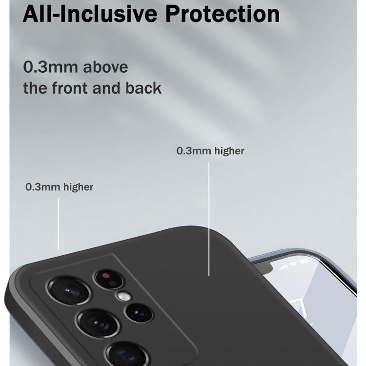 For Samsung Galaxy S21 Ultra 5G Solid Color Imitation Liquid Silicone Straight Edge Dropproof Full Coverage Protective Case(Purple) by buy2fix